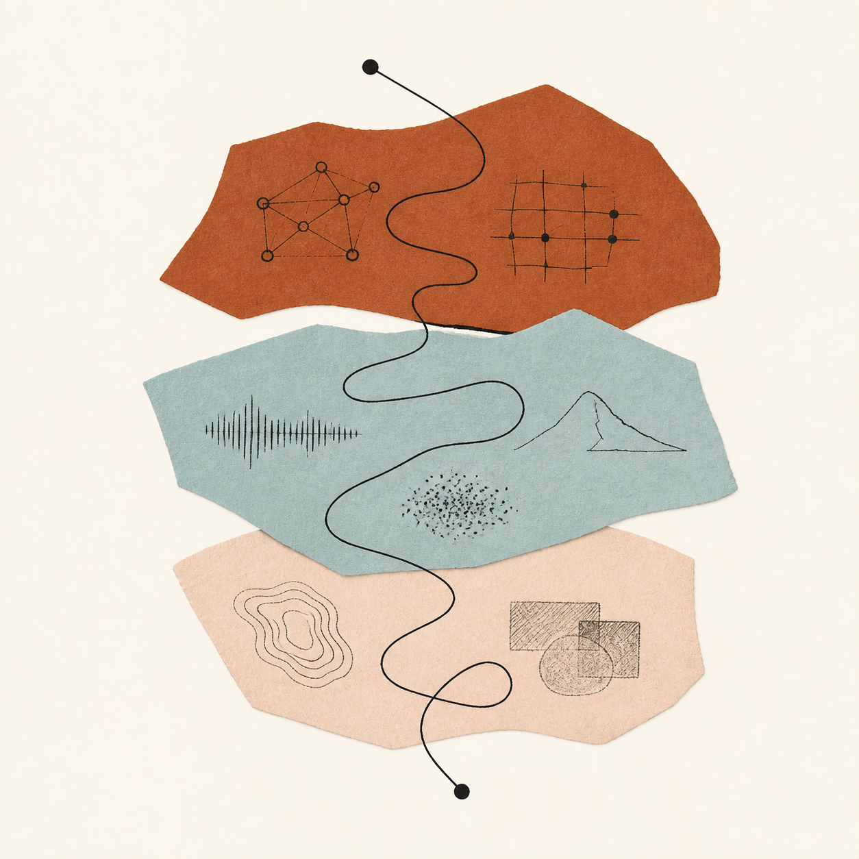 Abstract illustration of connected research modalities